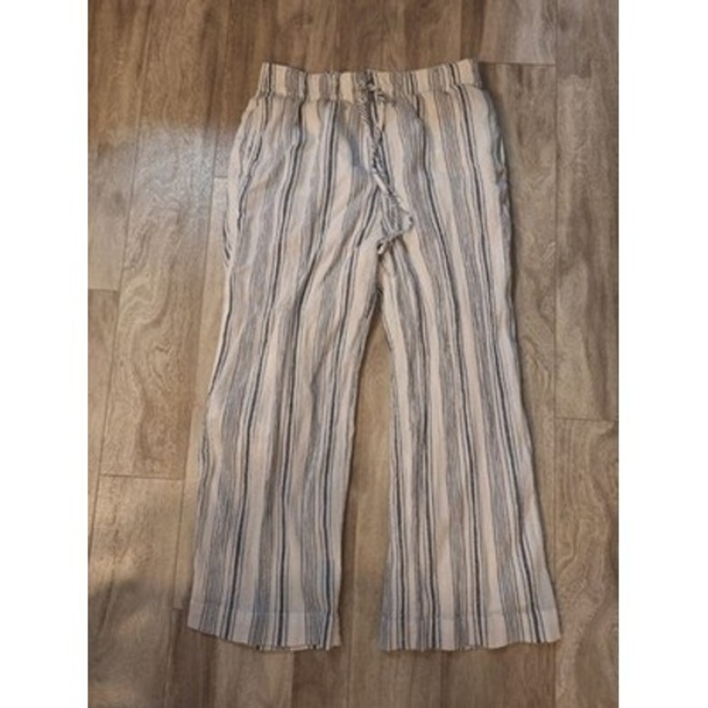 Abercrombie Fitch Pants Small Blue White Stripe Cotton Pull On Wide Leg 16615